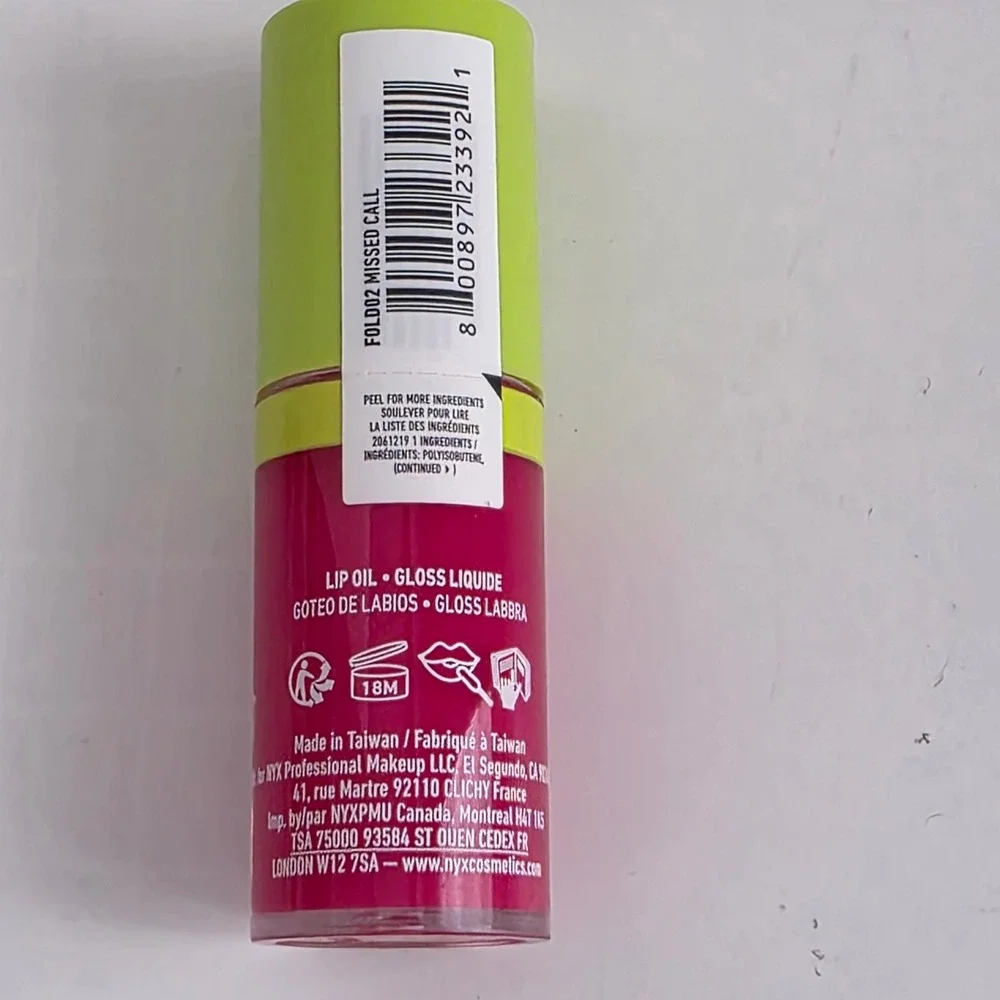 New NYX Professional Makeup Fat Oil Lip Drip Missed Call FOLD02 Pink 0.16oz